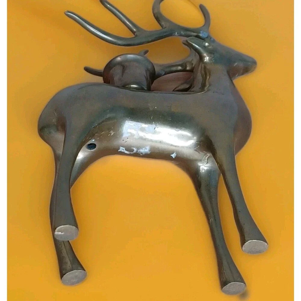 Metal Reindeer Candle Holder Sculpture Dark Brown 7.75